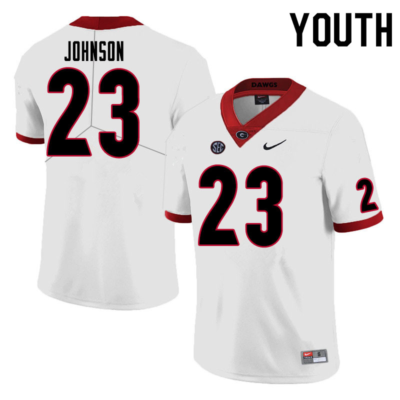 Youth #23 Jaylen Johnson Georgia Bulldogs College Football Jerseys Sale-White - Click Image to Close